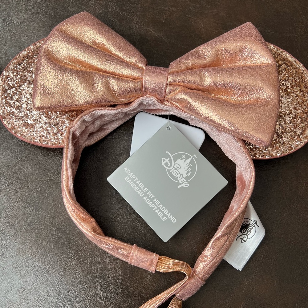 Authentic Disney Mickey Ears Headband- Rose Gold Sequence - One Size - NEW